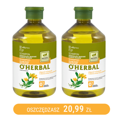 Szampon zwiększający objętość cienkich włosów z ekstraktem z arniki O'Herbal 500ml x2