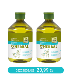 Szampon do włosów suchych i zniszczonych z ekstraktem z lnu O'Herbal 500ml x2