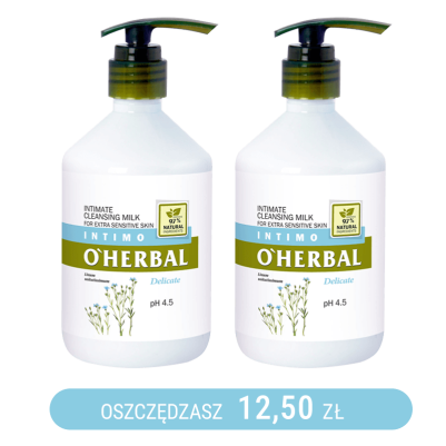 Oczyszczające mleczko do higieny intymnej dla bardzo wrażliwej skóry z ekstraktem z lnu - 500 ml x2