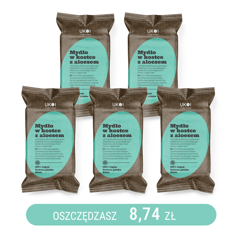 Naturalne mydło w kostce z ekstraktem z aloesu 100g UKOI x5