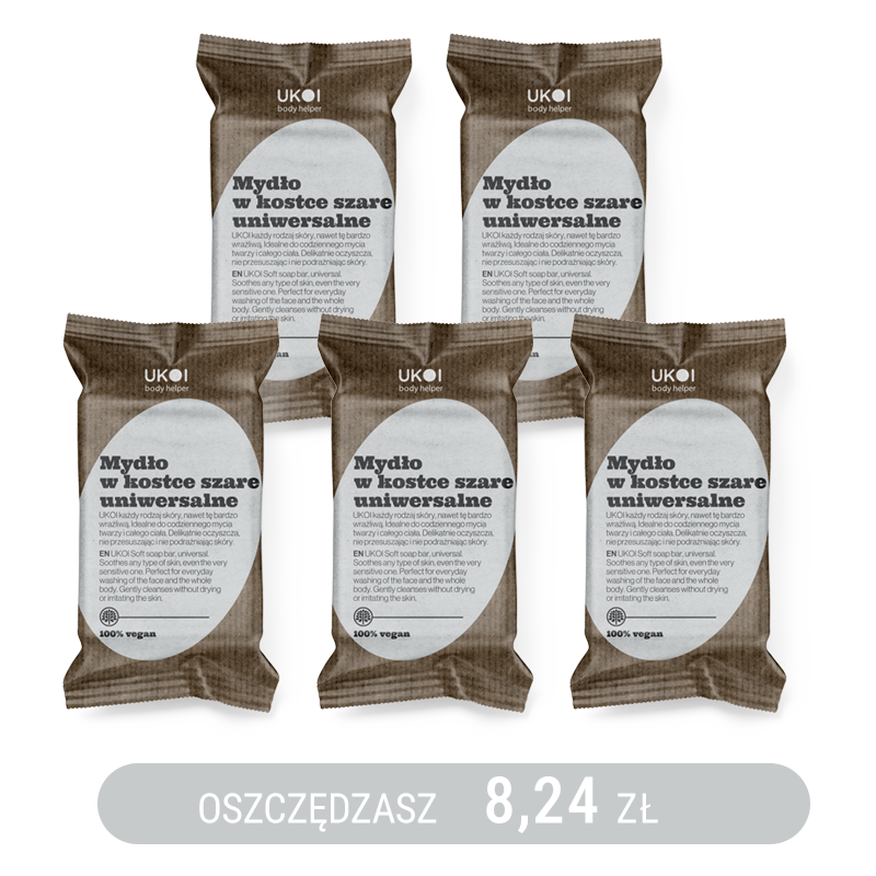 Szare, uniwersalne mydło w kostce 100g x5