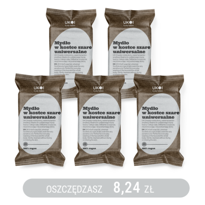 Szare, uniwersalne mydło w kostce 100g UKOI x5