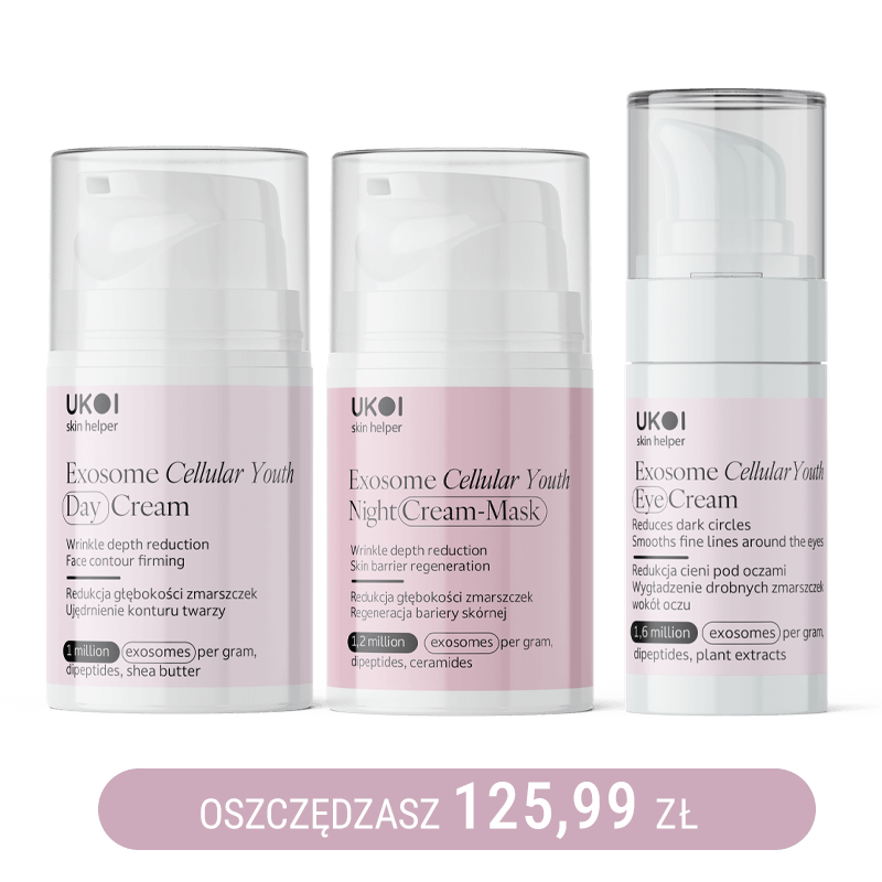 Zestaw kremów do twarzy i pod oczy UKOI z egzosomami