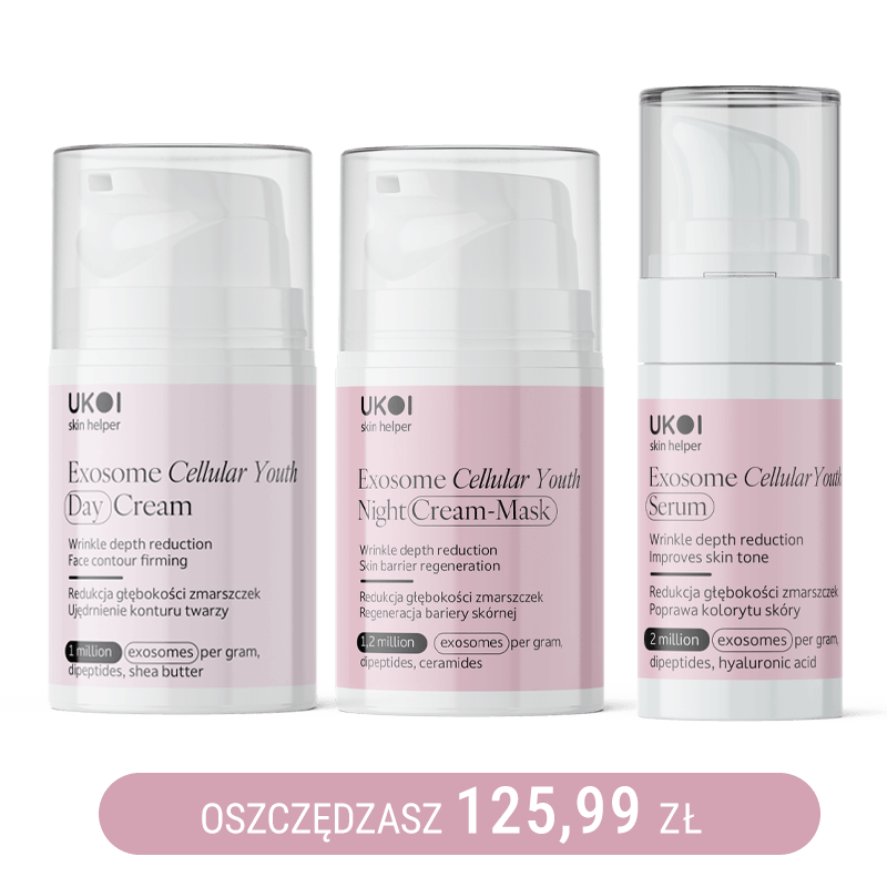 Zestaw kremy do twarzy + serum UKOI z egzosomami