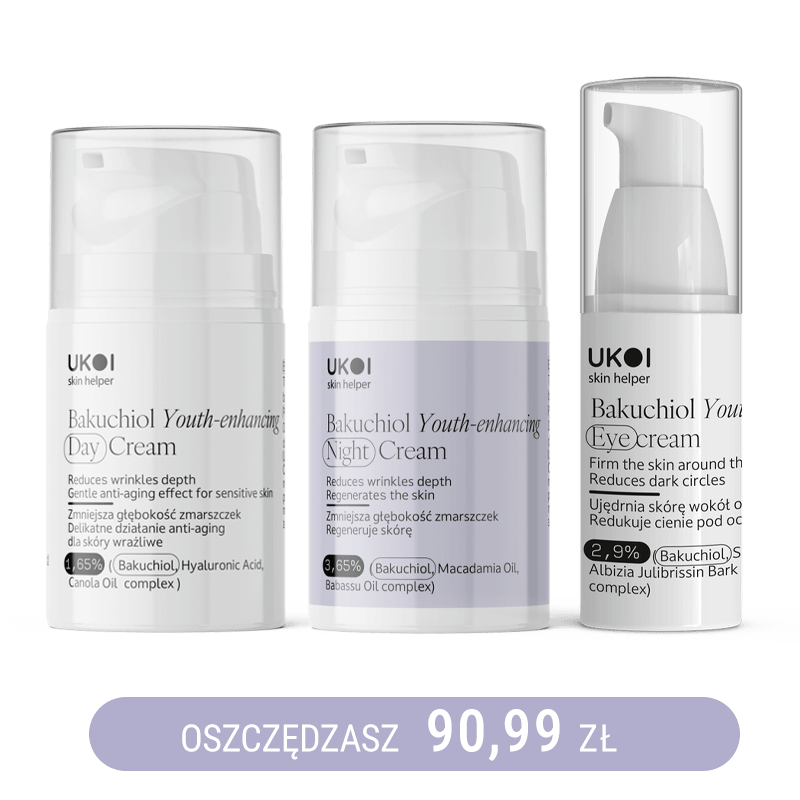 Zestaw kremów do twarzy i pod oczy UKOI z bakuchiolem