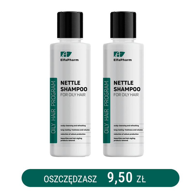 Oily Hair Szampon trychologiczny do włosów przetłuszczających się z pokrzywą Elfa Pharm 200ml x2