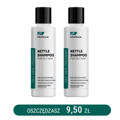 Oily Hair Szampon trychologiczny do włosów przetłuszczających się z pokrzywą Elfa Pharm 200ml x2