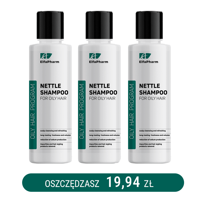 Oily Hair Szampon trychologiczny do włosów przetłuszczających się z pokrzywą Elfa Pharm 200m x3