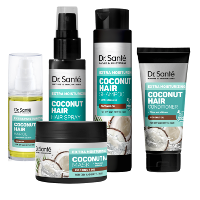 Zestaw do włosów z olejem kokosowym Dr. Sante