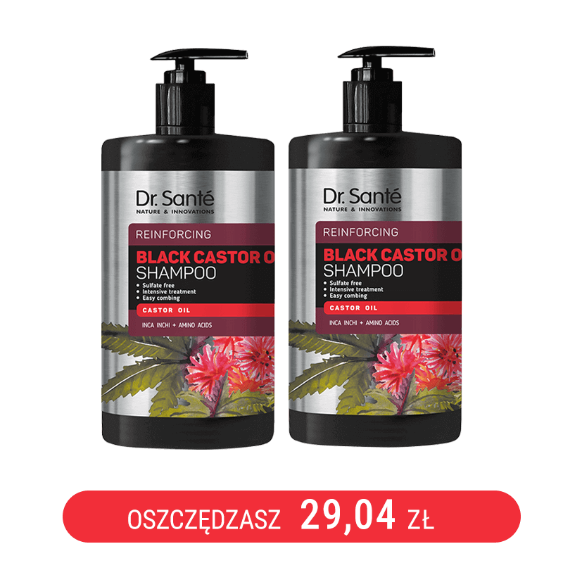Zestaw BLACK CASTOR OIL Szampon Dr. Sante x2