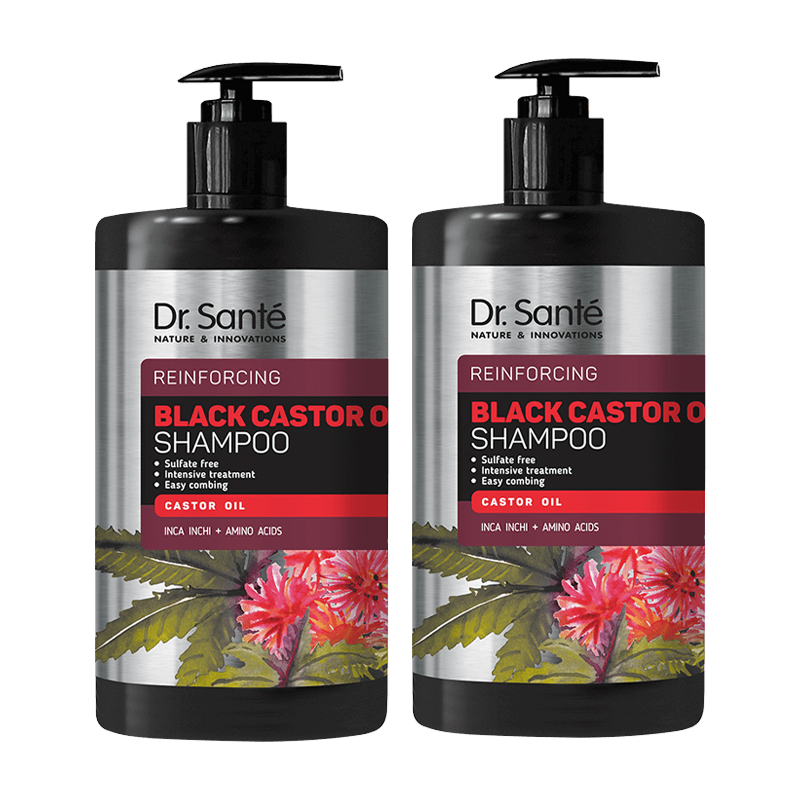Zestaw BLACK CASTOR OIL Szampon Dr. Sante x2