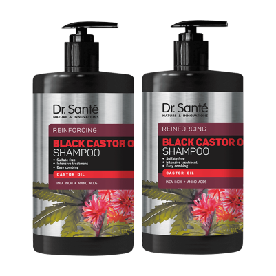 Zestaw BLACK CASTOR OIL Szampon Dr. Sante x2
