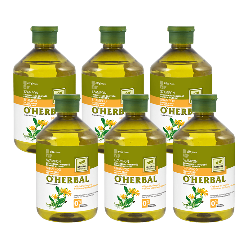 Szampon zwiększający objętość cienkich włosów z ekstraktem z arniki O'Herbal 500ml x6
