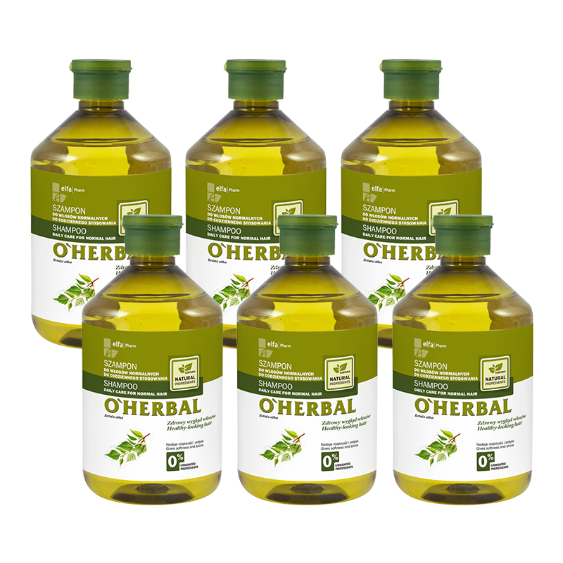 Szampon do włosów normalnych do codziennego stosowania z ekstraktem z brzozy O'Herbal 500ml x6