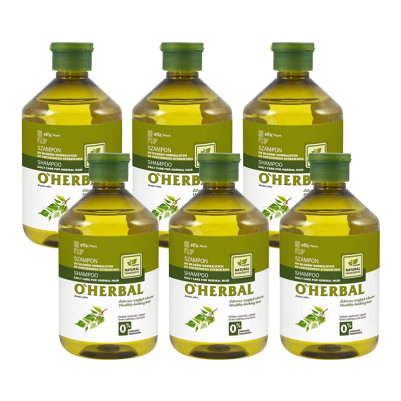 Szampon do włosów normalnych do codziennego stosowania z ekstraktem z brzozy O'Herbal 500ml x6