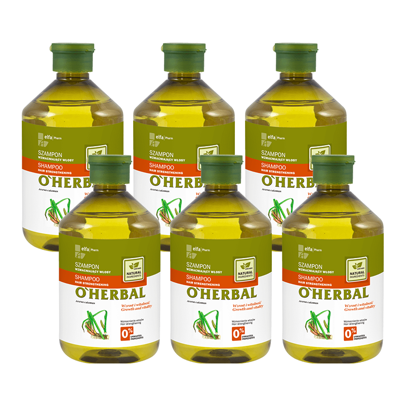 Szampon wzmacniający włosy z ekstraktem z kłącza tataraku O'Herbal 500ml x6