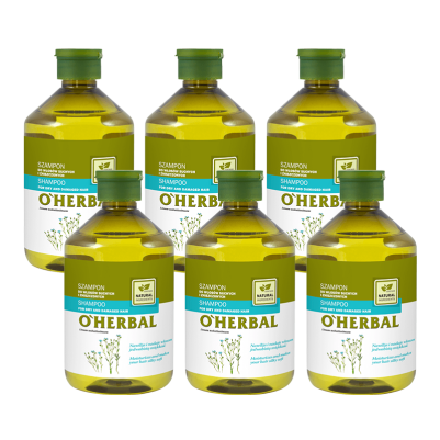 Szampon do włosów suchych i zniszczonych z ekstraktem z lnu O'Herbal 500ml x6