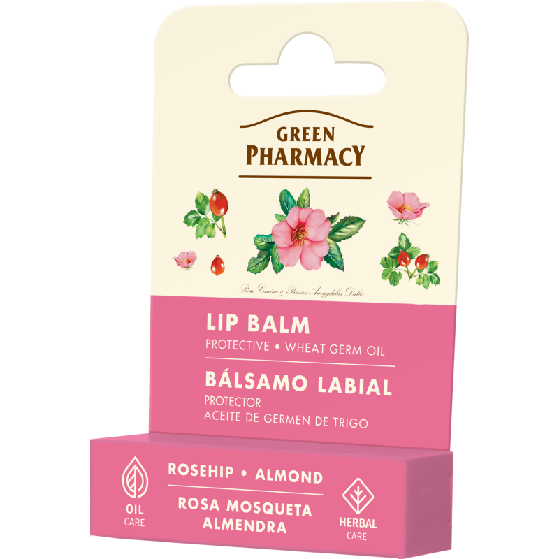 Green Pharmacy Ochronny balsam do ust dzika róża i olej migdałowy 3,6 g