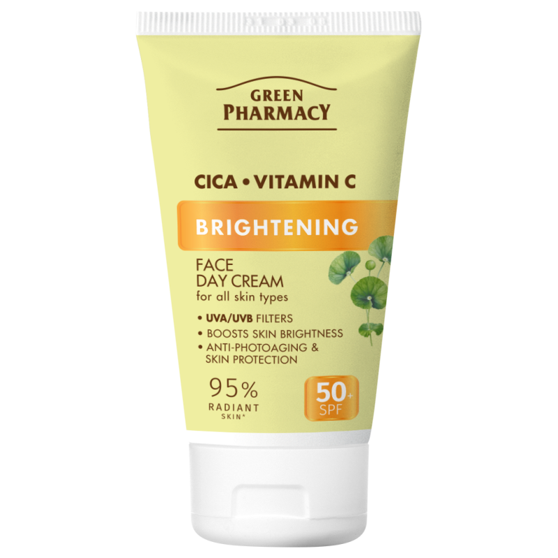 Cica + Witamina C Rozświetlający krem do twarzy na dzień SPF 50+ Green Pharmacy 50ml