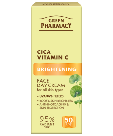 Cica + Witamina C Rozświetlający krem do twarzy na dzień SPF 50+ Green Pharmacy 50ml