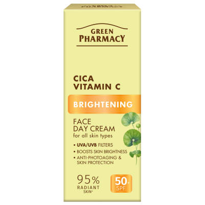 Cica + Witamina C Rozświetlający krem do twarzy na dzień SPF 50+ Green Pharmacy 50ml