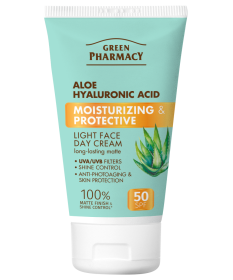 Aloes + Kwas Hialuronowy Nawilżający i Ochronny Lekki krem do twarzy na dzień SPF 50 Green Pharmacy 50ml