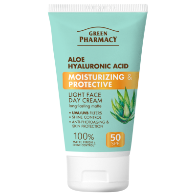 Aloes + Kwas Hialuronowy Nawilżający i Ochronny Lekki krem do twarzy na dzień SPF 50 Green Pharmacy 50ml