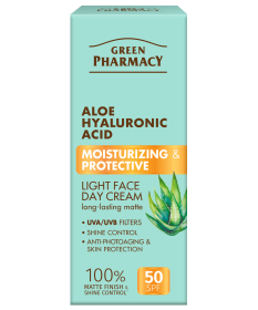 Aloes + Kwas Hialuronowy Nawilżający i Ochronny Lekki krem do twarzy na dzień SPF 50 Green Pharmacy 50ml
