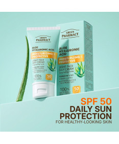 Aloes + Kwas Hialuronowy Nawilżający i Ochronny Lekki krem do twarzy na dzień SPF 50 Green Pharmacy 50ml