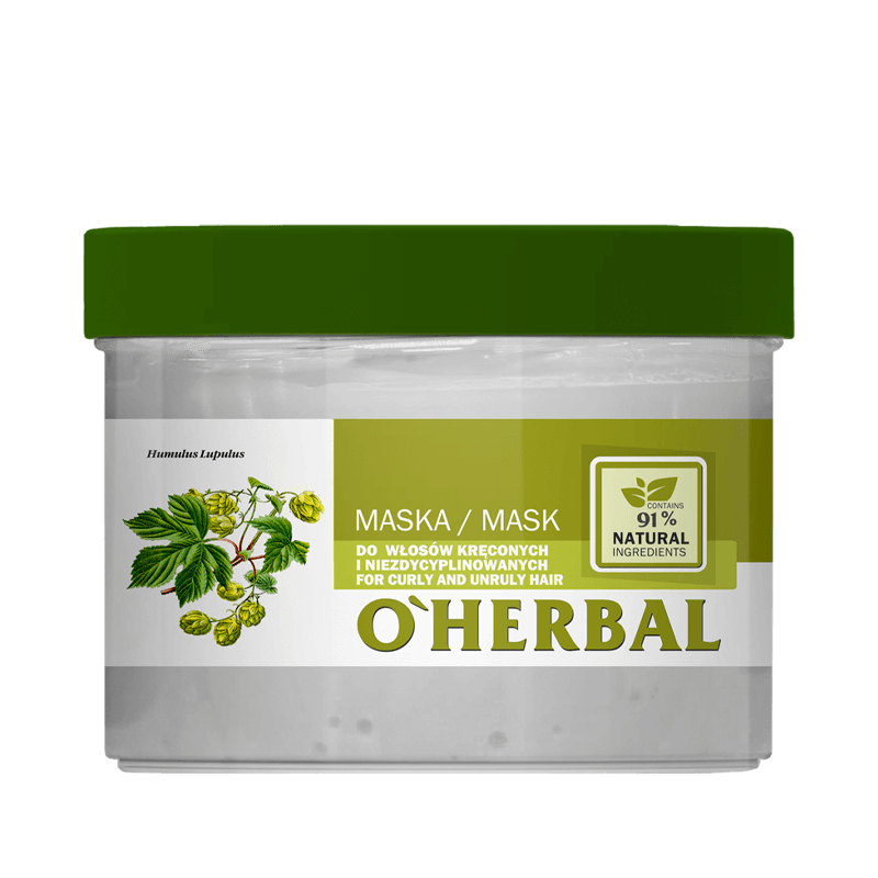 copy of Maska do włosów kręconych i niezdyscyplinowanych z ekstraktem z chmielu O'Herbal 500ml