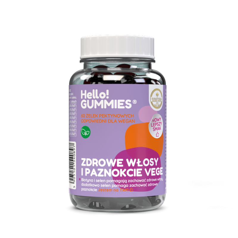 Zdrowe włosy i paznokcie Vege żelki suplement diety Hello!Gummies 180g