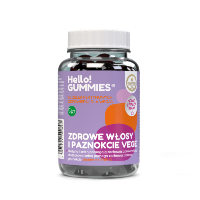 Zdrowe włosy i paznokcie Vege żelki suplement diety Hello!Gummies 180g