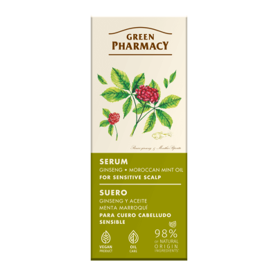 Serum do wrażliwej skóry głowy żeń-szeń i marokański olej miętowy Green Pharmacy 100ml